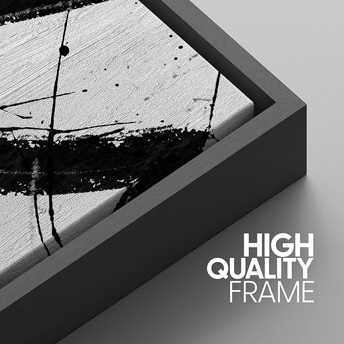 SIGNWIN Framed Canvas Print Wall Art Set Geometric Duotone Ring Landscape Graffiti & Street Art Abstract Illustrations Modern Art Decorative Nordic for Living Room, Bedroom, Office - 16"x24"x3 Black