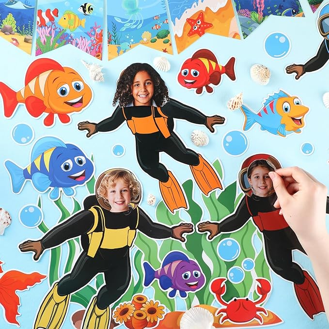 Summer Ocean Bulletin Board Decorations Set Get Dive into a Great Book Reading Theme Classroom Paper Cutouts Under The Sea Marine Fish Bulletin Board Decor for Back to School Teacher Chalkboard Wall