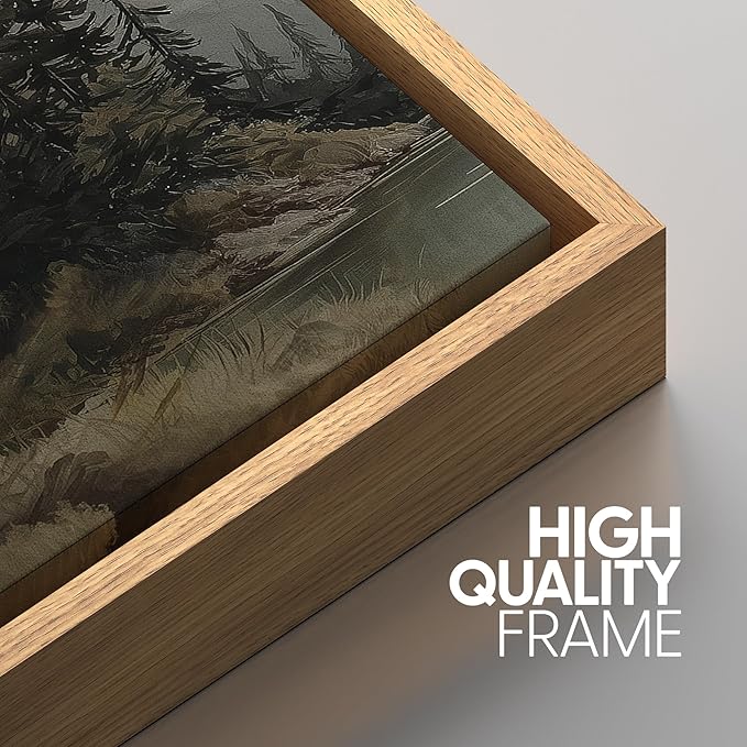 SIGNWIN Framed Canvas Print Wall Art Set Tranquil Pine Forest Mountain Lake Landscape Illustrations Modern Art Decorative Nordic Abstract for Living Room, Bedroom, Office - 24"x36"x3 Natural