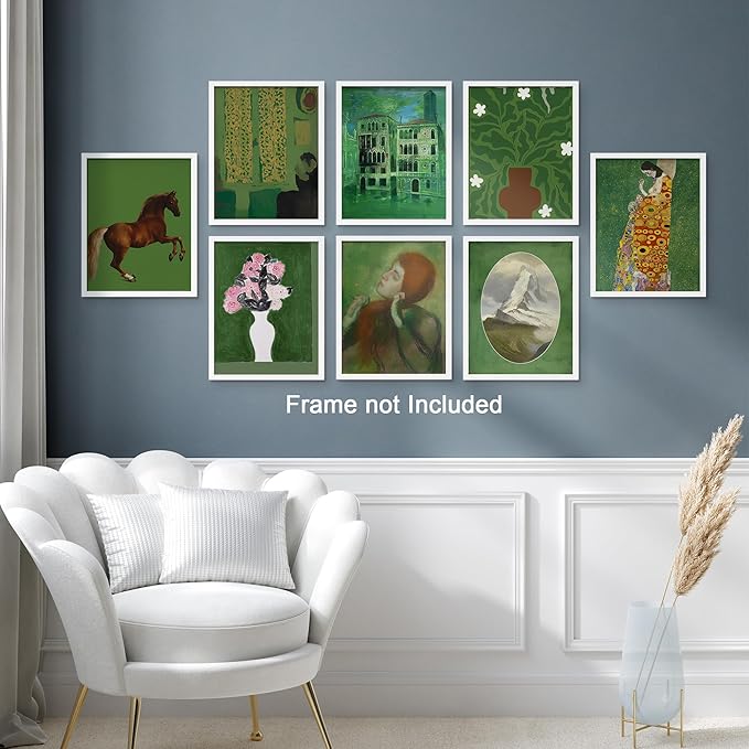 SIGNWIN Adhesive Canvas Poster Bathroom Decor, Wall Art Room Decor Multicolor for Living Room, Bedroom, Office Gustav Klimt Kiss Flowers Horse Landscapes Vintage Illustrations Bohemian - 12"x16"x 8