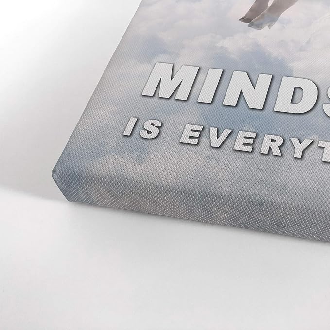 Smile Art Design Mindset is Everything Pig with Wings Flying in Sky Motivational Wall Art Canvas Print Inspirational Entrepreneur Quote Canvas Print Modern Office Decor Gift Ready to Hang 40x30