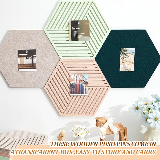 12 Pcs Hexagon Cork Boards Tiles for Walls Decor 12 x 10 Inch Cork Bulletin Board Tiles with 50 Pins, Pin Board for Office Home for Office & Home for Notes Photos and DIY Classroom Decor
