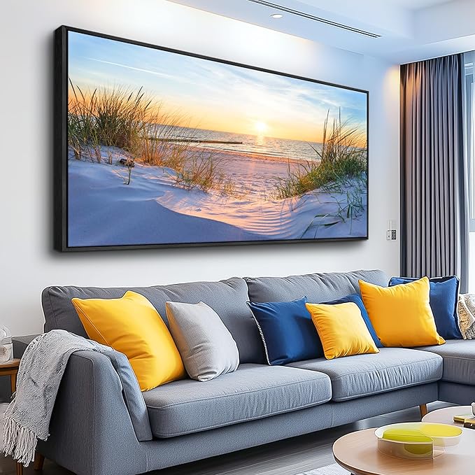 MHARTK66 Large Wall Art for Living Room Modern Wall Decor for Bedroom Beach Landscapes Painting Coastal Picture Ocean Sunset Artwork for Walls Canvas Prints for Bathroom Office Framed Home Decorations