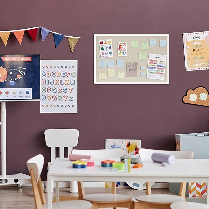 Cork Board with Linen White 2Pack,Bulletin Board 30"x20" Hanging Corkboards for Office Home School Message Board or Vision Board Decoration.
