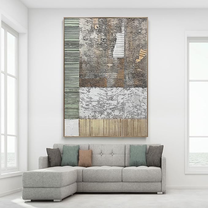 BrightA Gray Extra Large Wall Art Abstract Large Canvas Art Large wall Paintings Big Wall Decor Living Room for Bedroom Dining Room Wall Decor 47.2"x67"