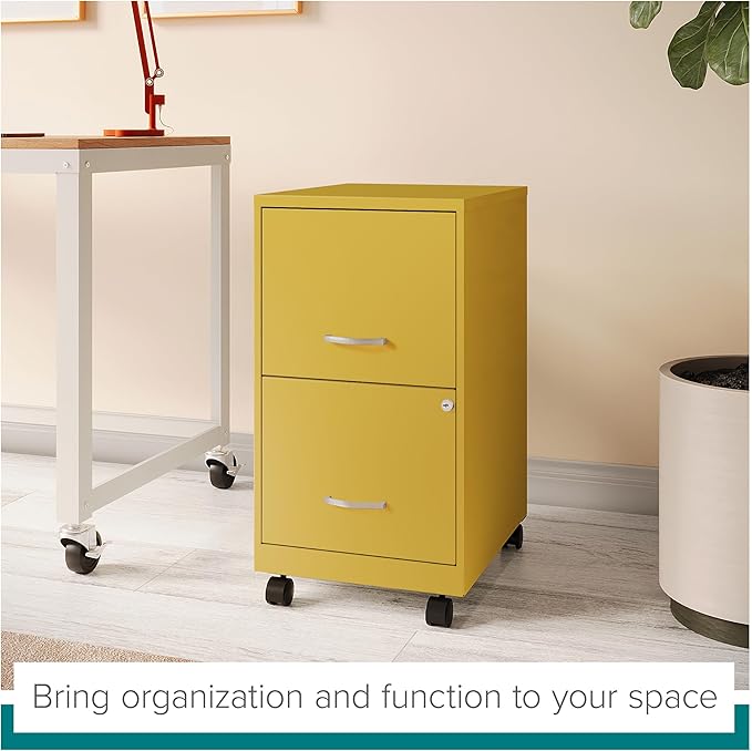 Hirsh Industries Space Solutions 18" D 2Drawer Mobile Metal Vertical File Cabinet Yellow/Goldfinch