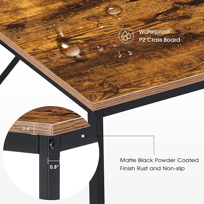ivinta Computer Desk, Industrial Home Office Desk with Metal Frame, 40" Workstation for Small Spaces Living Room Bedroom Single (Vintage, Easy Assemble)
