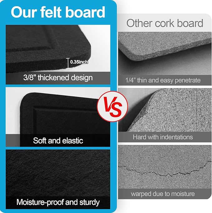 Large Felt Bulletin Board for Wall, 72"x48" Frameless Picture Board, Soft Felt Cork Board for Office, Home Planning & Office Wall Decor, Easy Install Pin Board