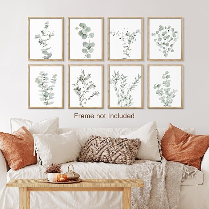 SIGNWIN Poster Wall Art Set of Pastel Watercolor Forest Plant Collage Nature Garden Nature Wilderness for Living Room, Bedroom, Office - 12"x16"x 8