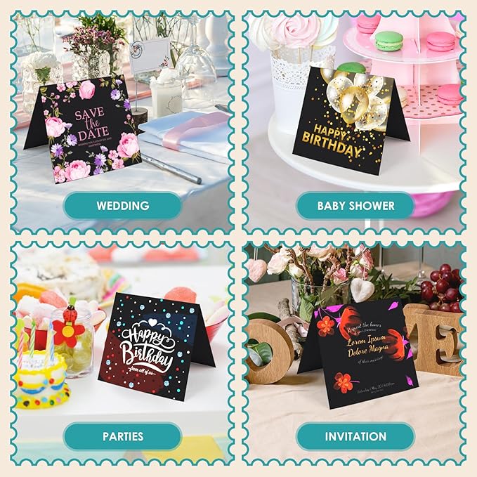 20 PK Black Cards with Envelopes 300GSM Plain Greeting Cards Black Square Envelopes Heavyweight Cardstock Paper for Invitations Card Making All Occasions
