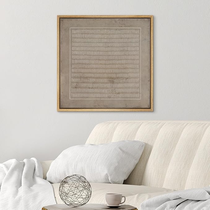 SIGNWIN Framed Canvas Print Wall Art Grunge Pastel Geometric Line Collage Abstract Shapes Illustrations Modern Art Decorative Relax/Zen Nordic for Living Room, Bedroom, Office - 16"x16" Natural