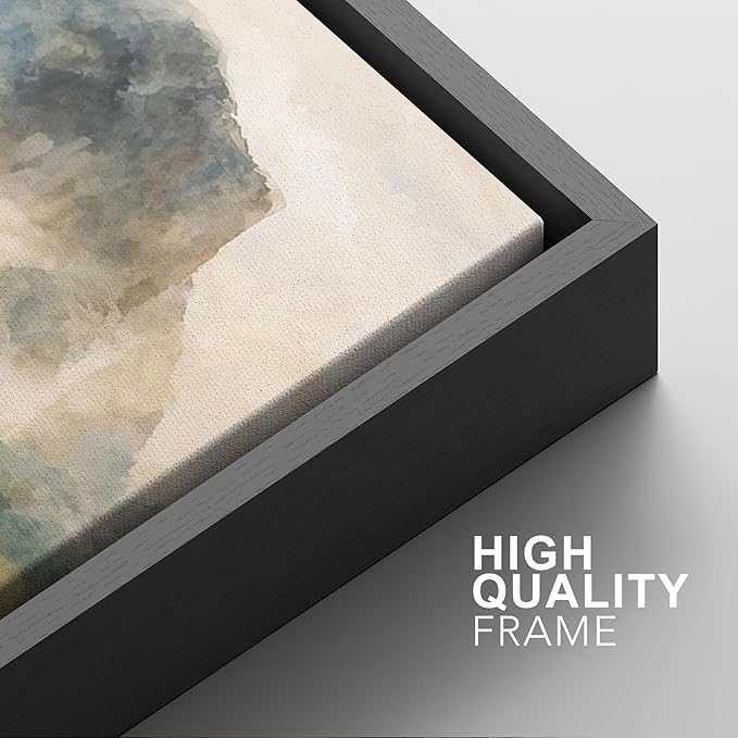 SIGNFORD Framed Wall Art Print Set Misty Mountain Valley Watercolor Serene Nature Landscape Digital Art Modern Art Contemporary for Living Room, Bedroom, Office - 24"x36"x3 Black