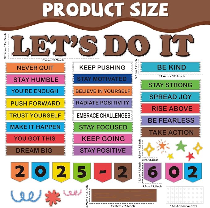 Welcome Back to School Bulletin Board Motivational Classroom Decorations Set This is Your Year Paper Cutouts Colorful Positive Affirmation for Office Home Nursery Chalkboard Wall Door Supplies