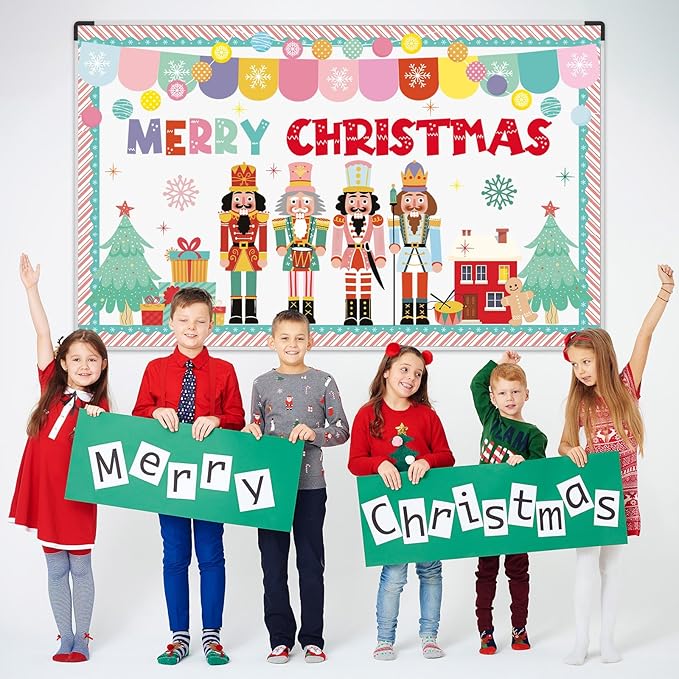 Christmas Nutcracker Bulletin Board Set Nutcracker Bulletin Board Decoration Set Merry Christmas Decoration Kit Xmas Cutouts for Classroom Wall Fireplace Holiday Party Garden Indoor Outdoor Decor