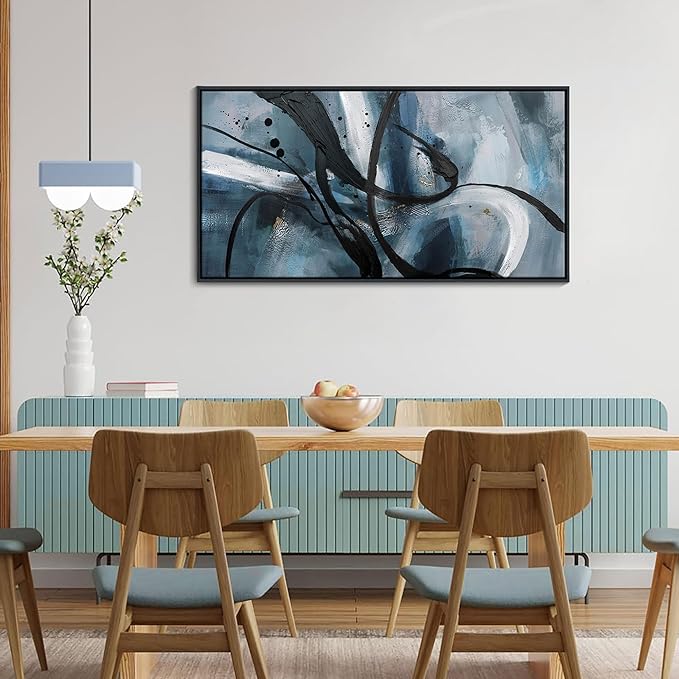 YDYSUNE Abstract Wall Art - Black Canvas Wall Decor Graffiti Lines Simple Art Modern Minimalist Artwork Prints Picture Contemporary Bedroom Living Room Office Decoration Framed Easy To Hang 20x40 Inch