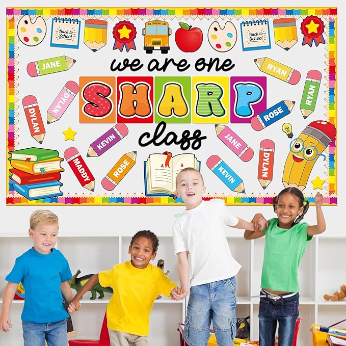 gisgfim Back to School Bulletin Board Decorations We are One Sharp Class First Day of School Classroom Decor Writable Pencil Paper Cutouts Bulletin Board Set for Preschool Elementary Decor Supplies