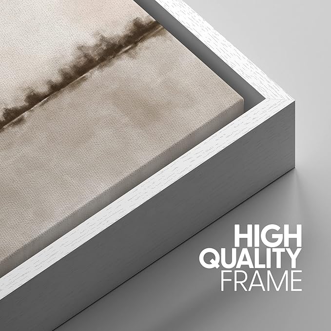SIGNWIN Framed Canvas Print Wall Art Set Brown Tan Pastel Watercolor Grunge Landscape Abstract Shapes Illustrations Decorative Relax/Calm Zen for Living Room, Bedroom, Office - 16"x24"x3 White