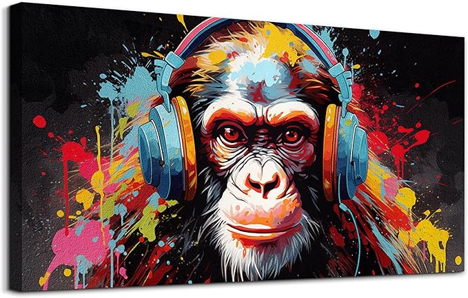 MHARTK66 Large Canvas Wall Art For Living Room Wall Decor For Office Bedroom Abstract Wall Decorations Wall Poster Colorful Gorilla Painting Pictures Home Walls Decor Artworks Ready To Hang 30X60