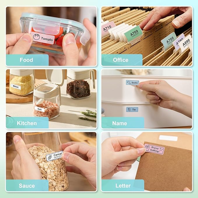 Nelko Black Label Maker Machine with Tape, P21 Bluetooth Label Printer, Adapted Label Print Paper, 14x40mm (0.55"x1.57"), Office Labeling Tape Replacement, 180 Tapes/Roll, 3 Rolls, Transparent