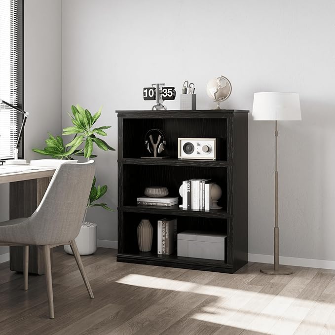 GarveeHome 5 Tier Farmhouse Bookcase, 67.4" Tall Book Shelf with Storage, Wooden Bookshelves 5 Shelf Display Shelves for Home Office(67.4" H x 31.5" W x 12.8" D) (Black, 40.0" H x 31.5" W x 12.2" D)