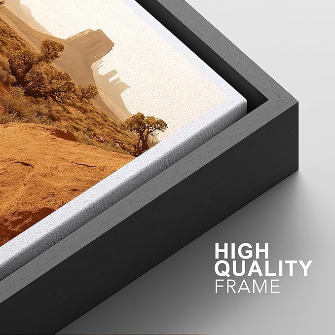 SIGNFORD Framed Wall Art Print Set Southwest Desert Landscape Canyon and Mesa Digital Art Modern Art Contemporary for Living Room, Bedroom, Office - 24"x36"x3 Black