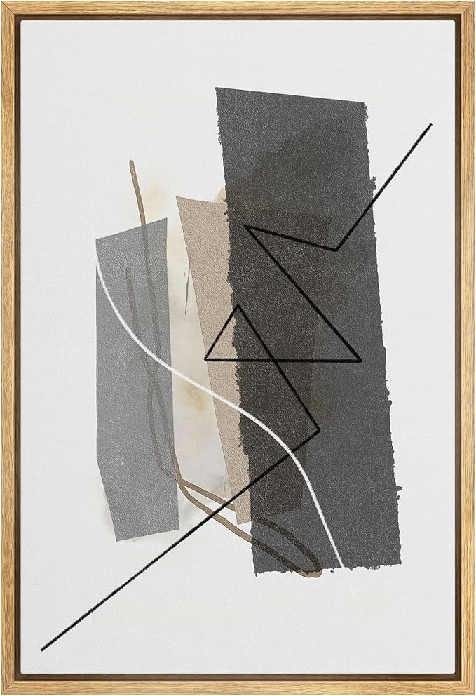 SIGNWIN Framed Canvas Print Wall Art Geometric Abstract in Neutral Tones Illustrations Modern Art Minimal Multicolor for Living Room, Bedroom, Office - 16"x24" Natural