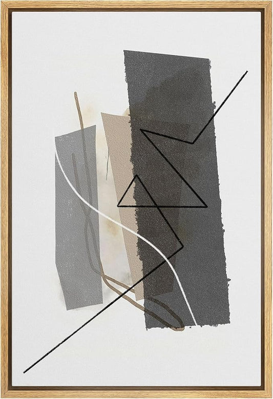 SIGNWIN Framed Canvas Print Wall Art Geometric Abstract in Neutral Tones Illustrations Modern Art Minimal Multicolor for Living Room, Bedroom, Office - 24"x36" Natural
