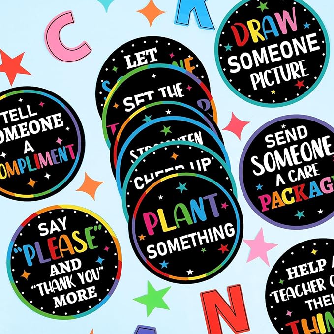 Random Acts of Kindness Bulletin Board Set Colorful Classroom Bulletin Board Decorations Kindness Challenge Cards Cutouts Classroom Decor for Elementary Back to School Teacher Decor Wall Door