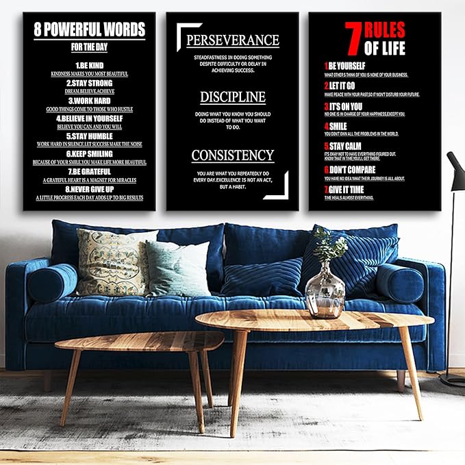 3 Pieces Inspirational Canvas Wall Art Motivational Entrepreneur Quotes Picture Painting Uplifting Words Framed Canvas Poster Print for Living Room Office Gym Wall Decor Ready to Hang [72''Wx36''H]