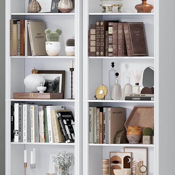 75" Tall Bookshelf, 6-Tier Floor Standing Bookcase with 2 Adjustable Shelves, 24" Wide Open Storage Shelf, Modern Display Organizer for Home Office, Living Room, Bedroom, Study