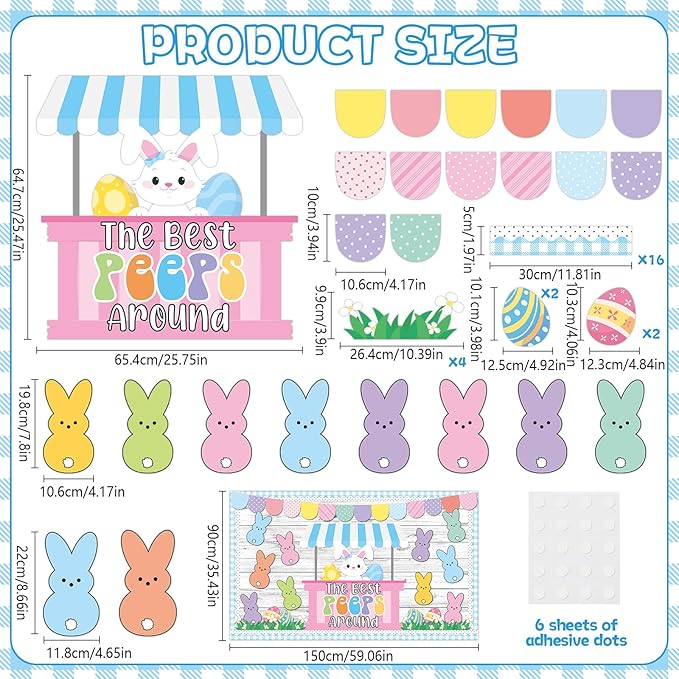 Easter Bunny Bulletin Board Decorations Set Easter Peeps Classroom Decorations Spring Easter Eggs Rabbit Paper Cutouts Colorful DIY Name Tags Craft for School Wall Door Decor Office Teacher Supplies
