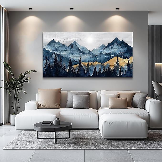 FUHAIHUA Large Wall Decor For Living Room Canvas Wall Art For Office Modern Wall Decorations For Bedroom Mountain Landscape Painting Abstract Pictures Artwork Room Home Decor 24x48 In