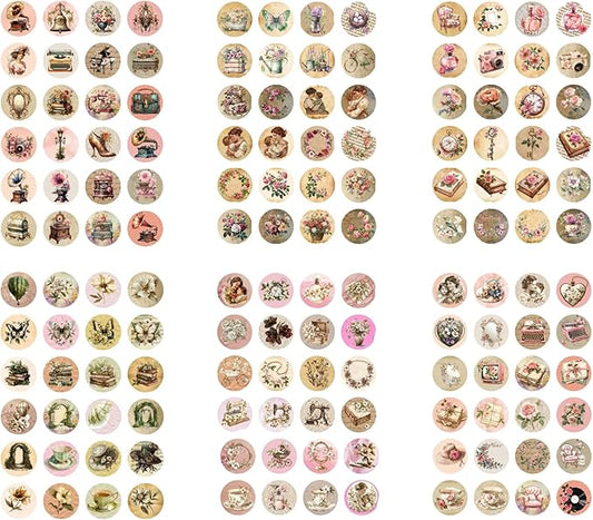 Generic Paper Moon Media: Bundle of 6 Pages of Rustic Mother's Day Design Collage Sheets Circles 1/5"" 8.5 x 11, 6 Sheets for Arts and Crafts, Single Sided Prints, 717232