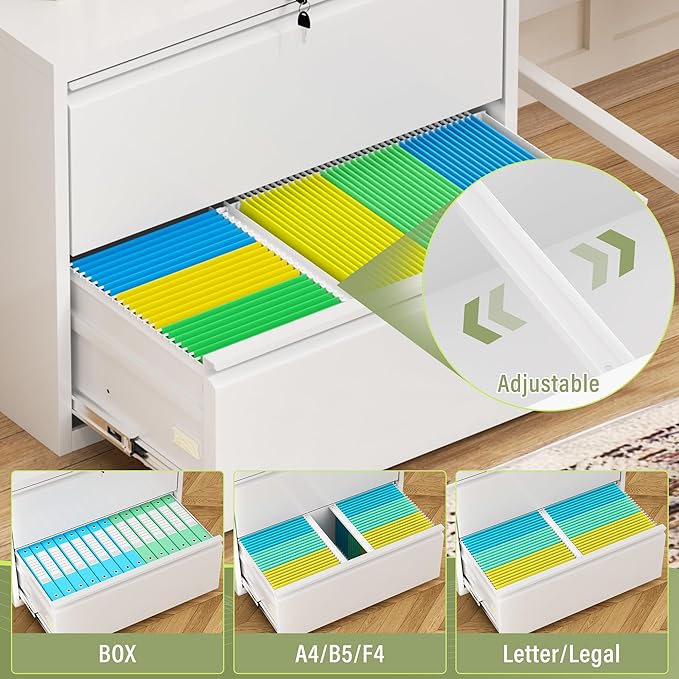 Oakcloud 3 Drawer Metal Vertical File Cabinet with Lock, Filing Cabinet for Home Office, File Storage Cabinet for A4/F4/Letter/Legal Size, Easy Assemble (28“-White)