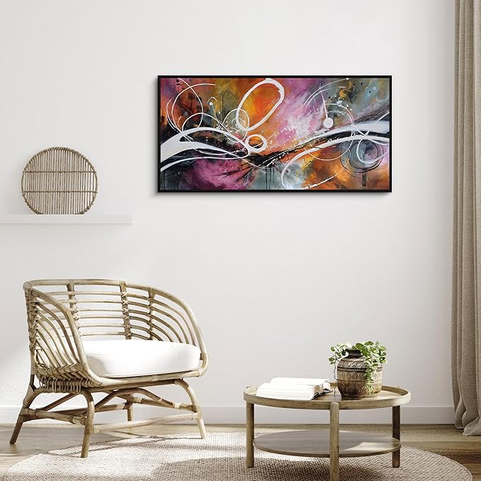 yiijeah Purple Wall Decor Bedroom Canvas Abstract Bathroom Art Picture Items for Women Framed Artwork Print 40x20 Inches