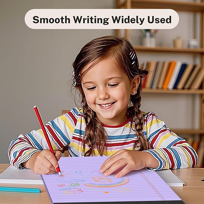 8.5 x 11 Legal Pads, Colored Legal Pads, Wide Ruled, 12 Pack Note Pads 8.5 x 11, Pink Perforated Note Pads with Sturdy White Back, Purple Writing Pad,30 Sheets Per Notepad for School, Home, Office