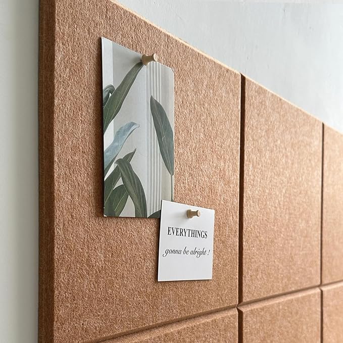 Large Cork Board for Office Wall Decor,48"x36"-12 Pack Felt Wall Tiles with Safe Removable Adhesive Tabs, 1/2" Thick, Felt Bulletin Board Pin Board Cork Boards for Walls - Burnt Orange