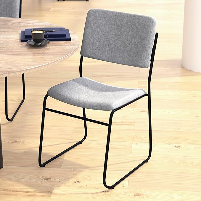 Flash Furniture HERCULES Series 500 lb. Capacity High Density Gray Fabric Stacking Chair with Sled Base