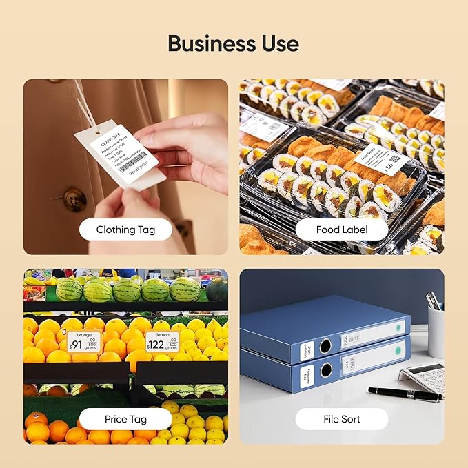NIIMBOT Label Maker Barcode Label Printer with 2Rolls White Tape, Bluetooth Label Printer for Food Bakery Office Organization Small Business Label Printer for Phones & PC