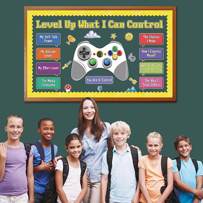 Growth Mindset Video Game Theme Bulletin Board Set Things I Can Control Positive Bulletin Decor Classroom Decorations Mental Health Growth Mindset Cutouts for Teacher Door Wall Display