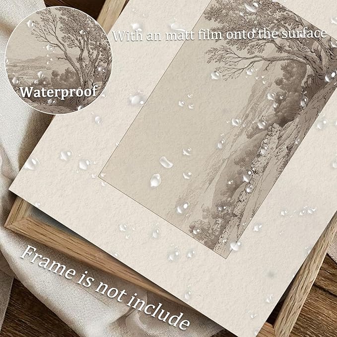 uniro Retro Sketch Neutral Wall Art for Home Decor, Farmhouse Landscape Tree Sketch Wall Painting Canvas Prints, Rustic Nature Canvas Prints Antique Moody Neutral Landscape Oil Painting Vintage Art Pictures for Bedroom Bathroom Decor( 8" x 10"-UNFRAMED)