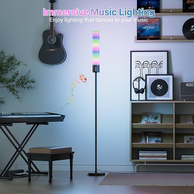 18W Dimmable Led Floor Lamp with Remote Control, 1600LM Ultra Bright Standing Tall Lamp, Modern Corner Lamps with RGB for Living Room, Bedroom, Gaming