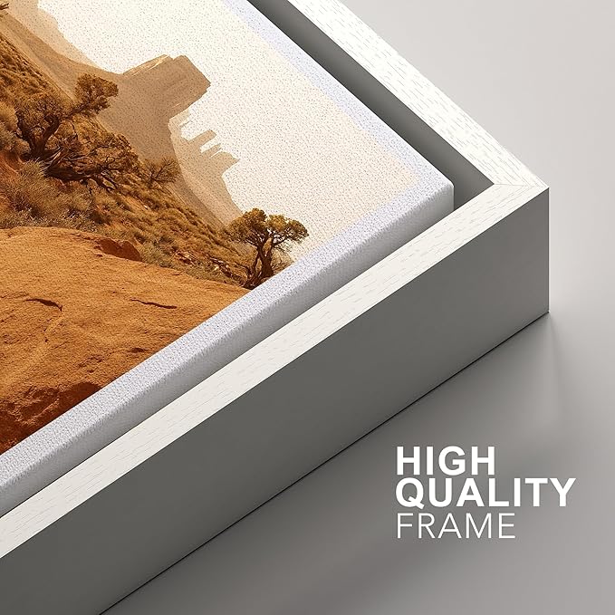 SIGNFORD Framed Wall Art Print Set Southwest Desert Landscape Canyon and Mesa Digital Art Modern Art Contemporary for Living Room, Bedroom, Office - 16"x24"x3 White