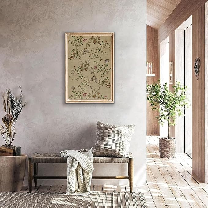 Vintage Botanical Wall Art Decor Antique Floral Canvas Wall Art Neutral Flower Prints Poster Vintage Farmhouse Pictures Painting Aesthetic Floral Artwork for Living Room Bedroom, 16"X24" Unframed