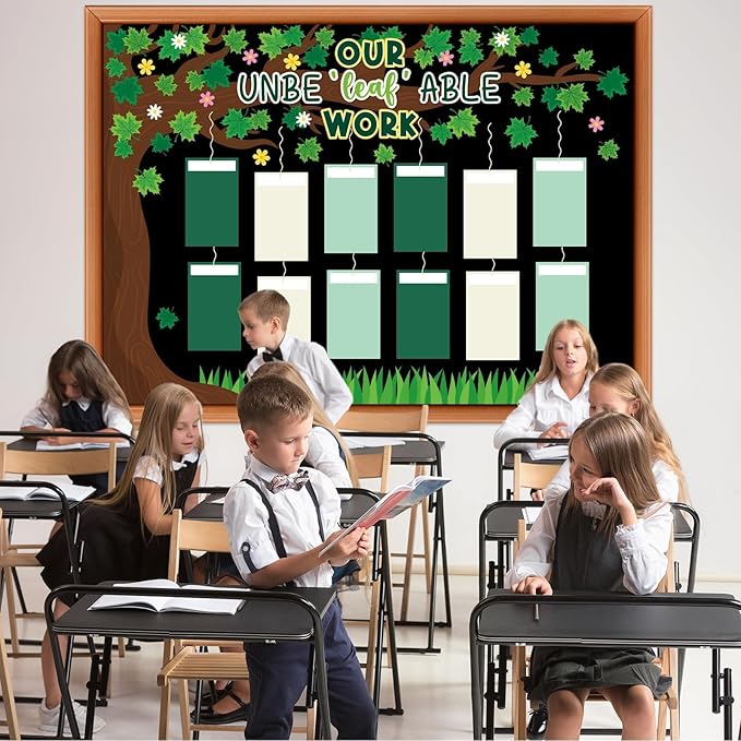 Student Work Display Bulletin Board Spring Tree Bulletin Board Decoration Unbeleafble Work Classroom Wall Decor Leaves Paper Cutouts for Spring Teachers Students Motivational Back to School Supplies
