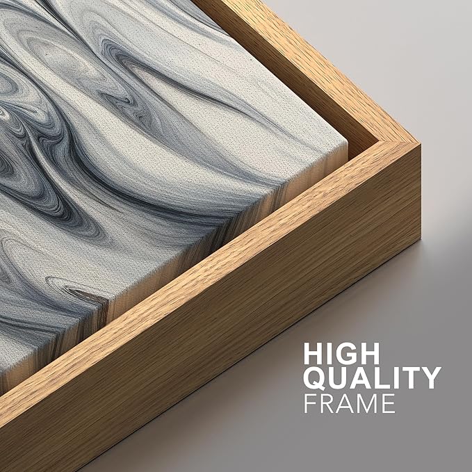 SIGNFORD Framed Wall Art Print Set Neutral Marble Swirl Abstract Elegant Fluid Pattern Digital Art Modern Art Contemporary for Living Room, Bedroom, Office - 16"x24"x3 NATURAL