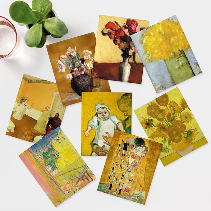 SIGNWIN Adhesive Canvas Poster Bathroom Decor 11"x14"x 8, Wall Art Room Decor Multicolor for Living Room, Bedroom, Office Gustav Klimt Van Gogh Sunflower Classic Vintage Illustrations Bohemian