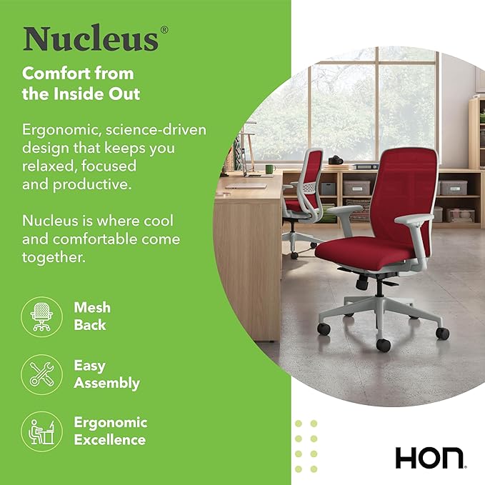 HON Nucleus Task Chair, Spectrum Mesh, Standard Synchro-Tilt Control, Office Chair with Lumbar Support, Height and Width Adjustable Arms, Titanium Frame, Bullseye
