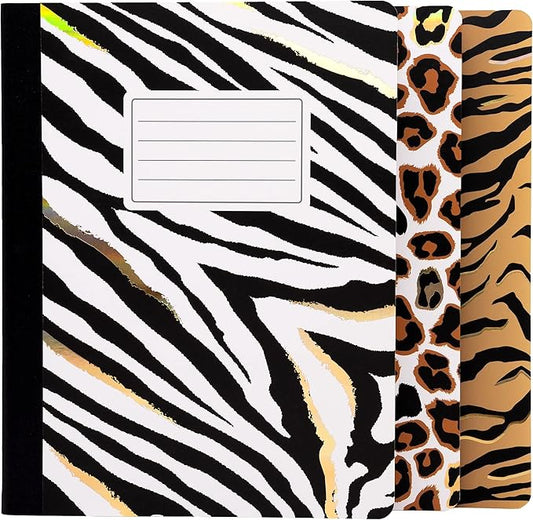 Pukka Pad, Composition Notebooks - 3 Pack of Journals Featuring 140 Pages of College Ruled 80GSM Paper with Sturdy Cover Stock - 9.75 x 7.5in - Wild