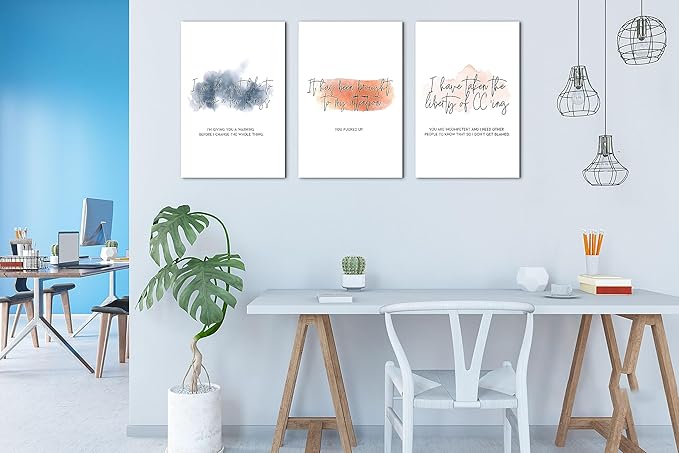 Inspirational Canvas Art Office Poster Wall Decor, Modern Office Wall Art Motivational Pictures for Wall, Man and Women Home Office Positive Quotes Wall Decor, Framed Artwork 16”x24”x3 Panels